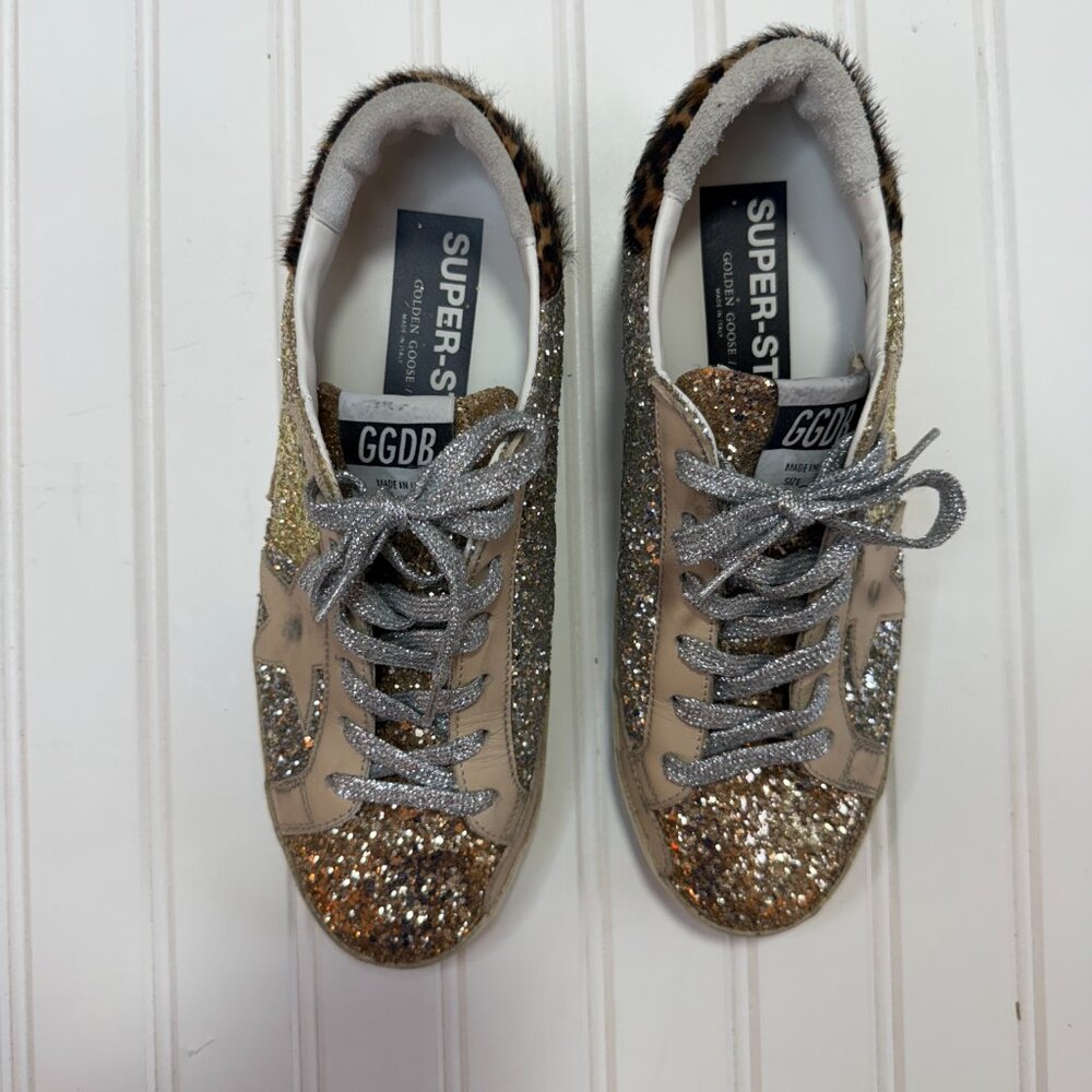 Golden Goose Superstar Glitter Animal Leopard Print Sneakers  Size: 10 / 40 - Picture 5 of 13
